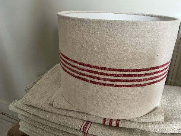 Large drum lampshade red stripe