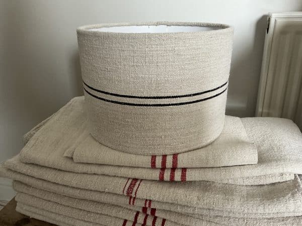 Hungarian linen drum shade black stripe